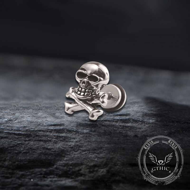 Punk Crossbones Skull Stainless Steel Stud Earrings