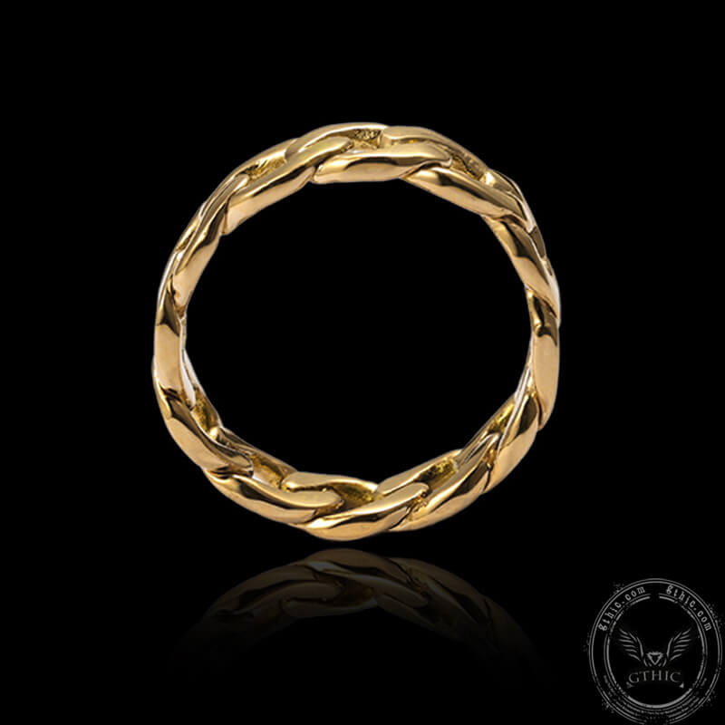 Anillo Punk Cadena Cubana Oro 18k