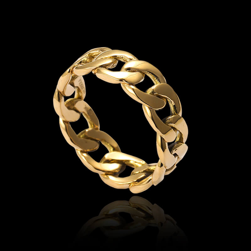 Punk Cuban Chain 18k Gold Ring | Gthic.com