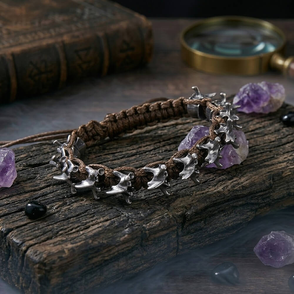 Punk Dark Alloy Dragon Adjustable Braided Bracelet | Gthic.com