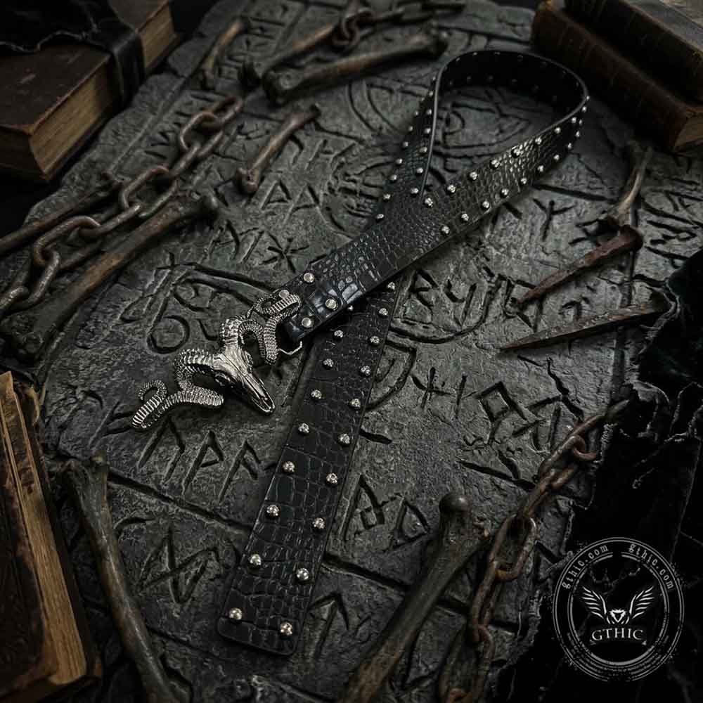 Punk Dark Antelope Rivet PU Leather Belt | Gthic.com