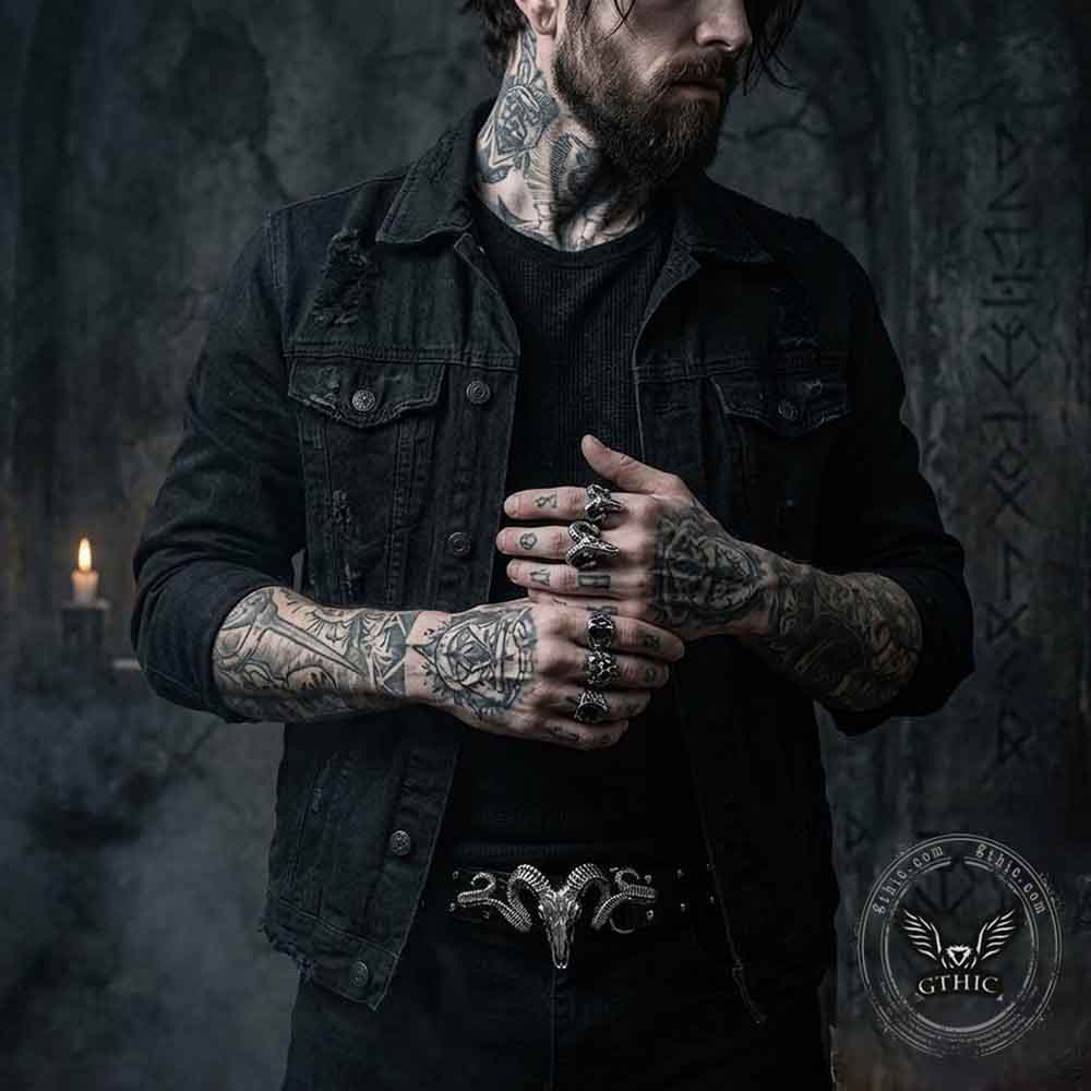 Punk Dark Antelope Rivet PU Leather Belt | Gthic.com