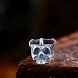 Punk Dark Skull Gemstone Sterling Silver Stud Earrings | Gthic.com