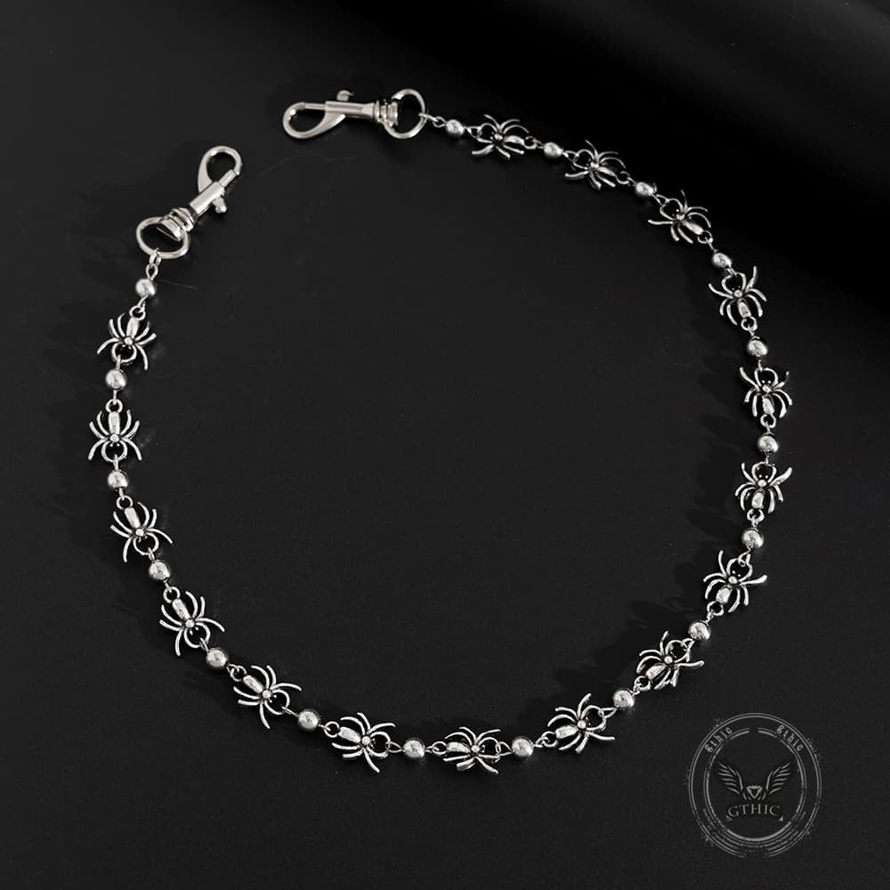 Punk Dark Spider Alloy Biker Pants Chain