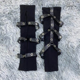 Punk Dark Style PU Strappy Half-Finger Sleeve Gloves