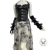 Punk Dark Style PU Strappy Half-Finger Sleeve Gloves | Gthic.com