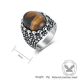 Punk Dense Skull Tiger Eye Stone Stainless Steel Ring