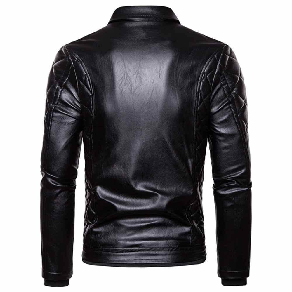 Punk Detachable Fur Collar Thickened PU Leather Jacket