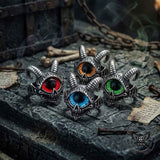 Punk Devil Eye Skull Goat Head Stainless Steel Ring | Gthic.com