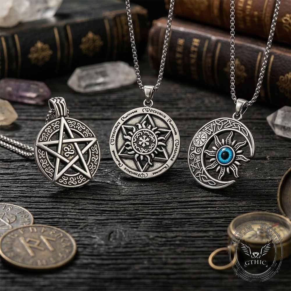 Punk Devil Eye Sun Moon Stainless Steel Pendant | Gthic.com