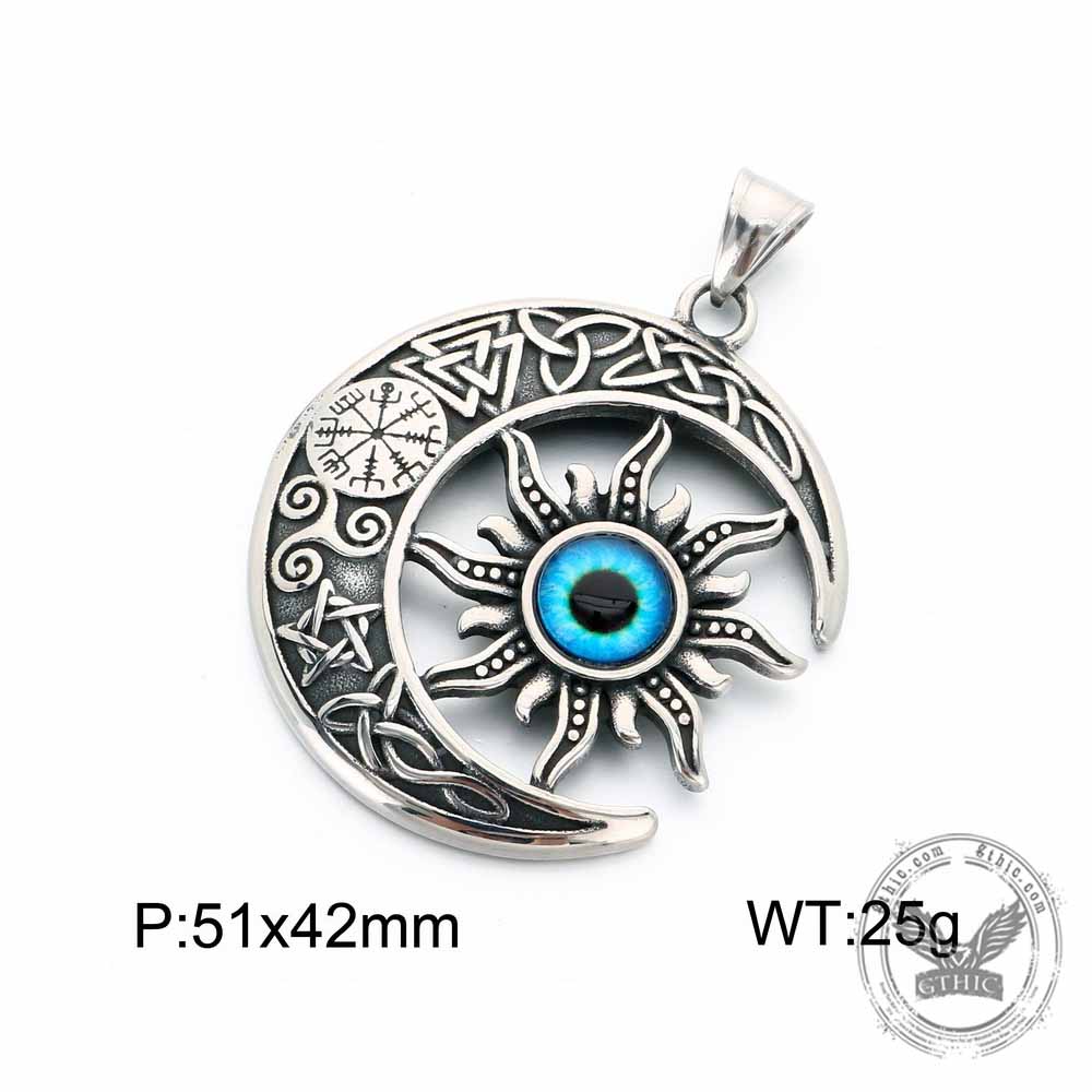 Punk Devil Eye Sun Moon Stainless Steel Pendant