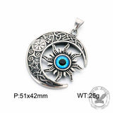 Punk Devil Eye Sun Moon Stainless Steel Pendant
