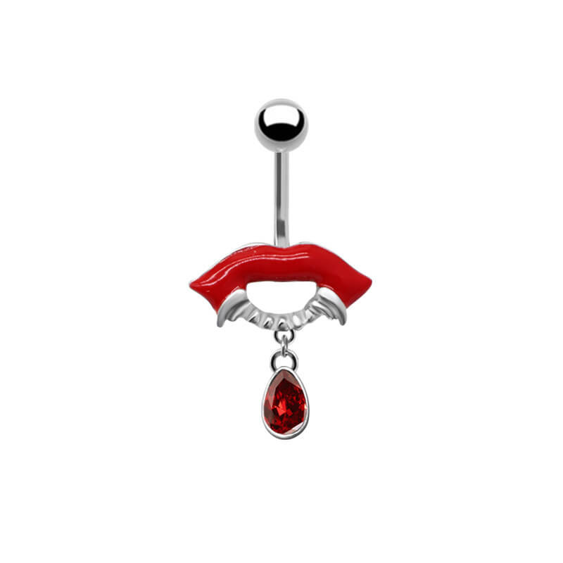 Punk Devil Lips Skull Zinc Belly Button Ring | Gthic.com