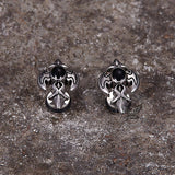 Punk Devil Wings Cross Stainless Steel Stud Earrings