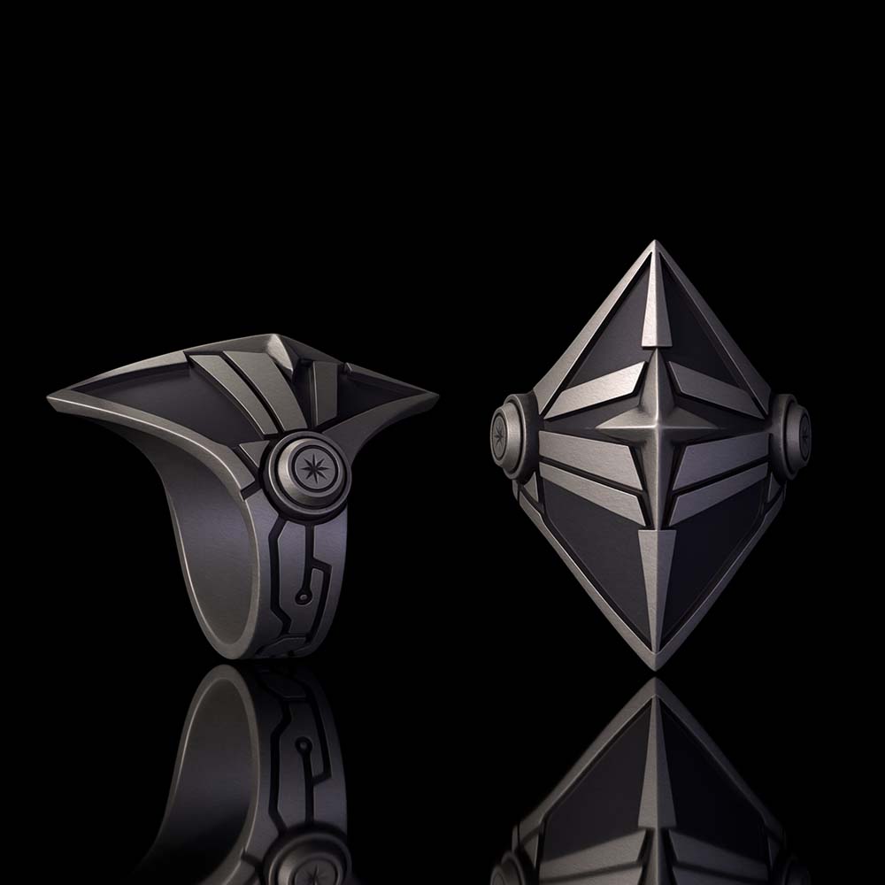 Punk Diamond-Shaped Shield Star Sterling Silver Ring | Gthic.com