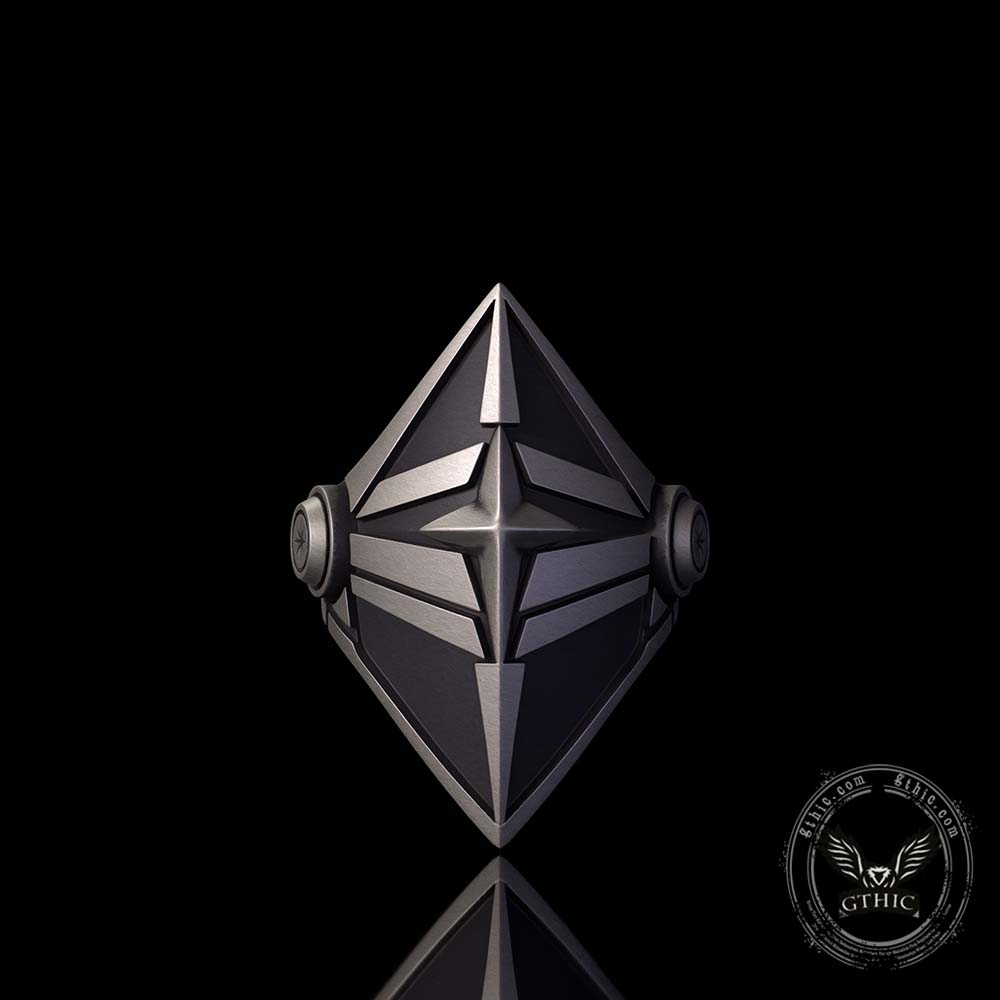 Punk Diamond-Shaped Shield Star Sterling Silver Ring | Gthic.com