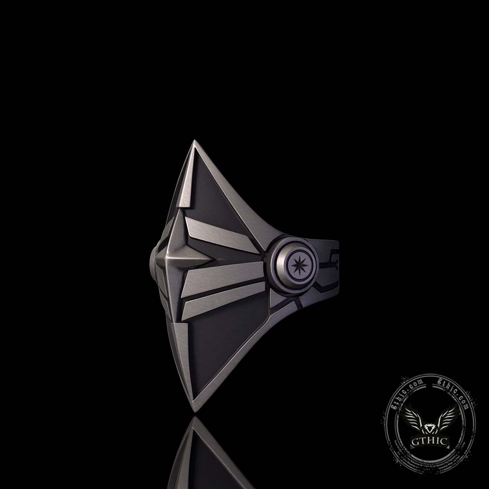 Punk Diamond-Shaped Shield Star Sterling Silver Ring