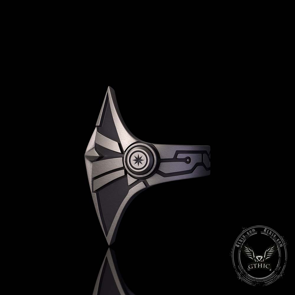 Punk Diamond-Shaped Shield Star Sterling Silver Ring