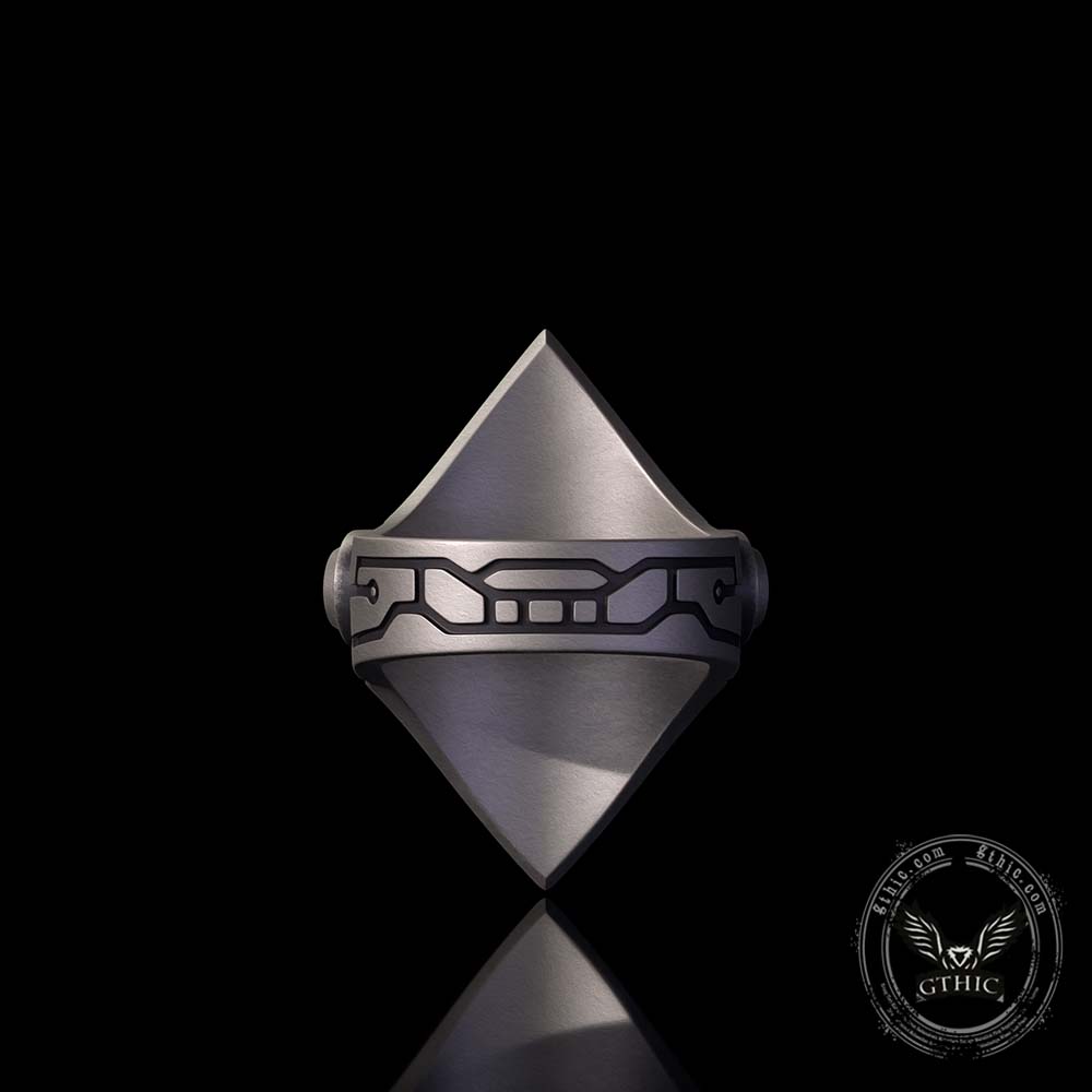 Punk Diamond-Shaped Shield Star Sterling Silver Ring
