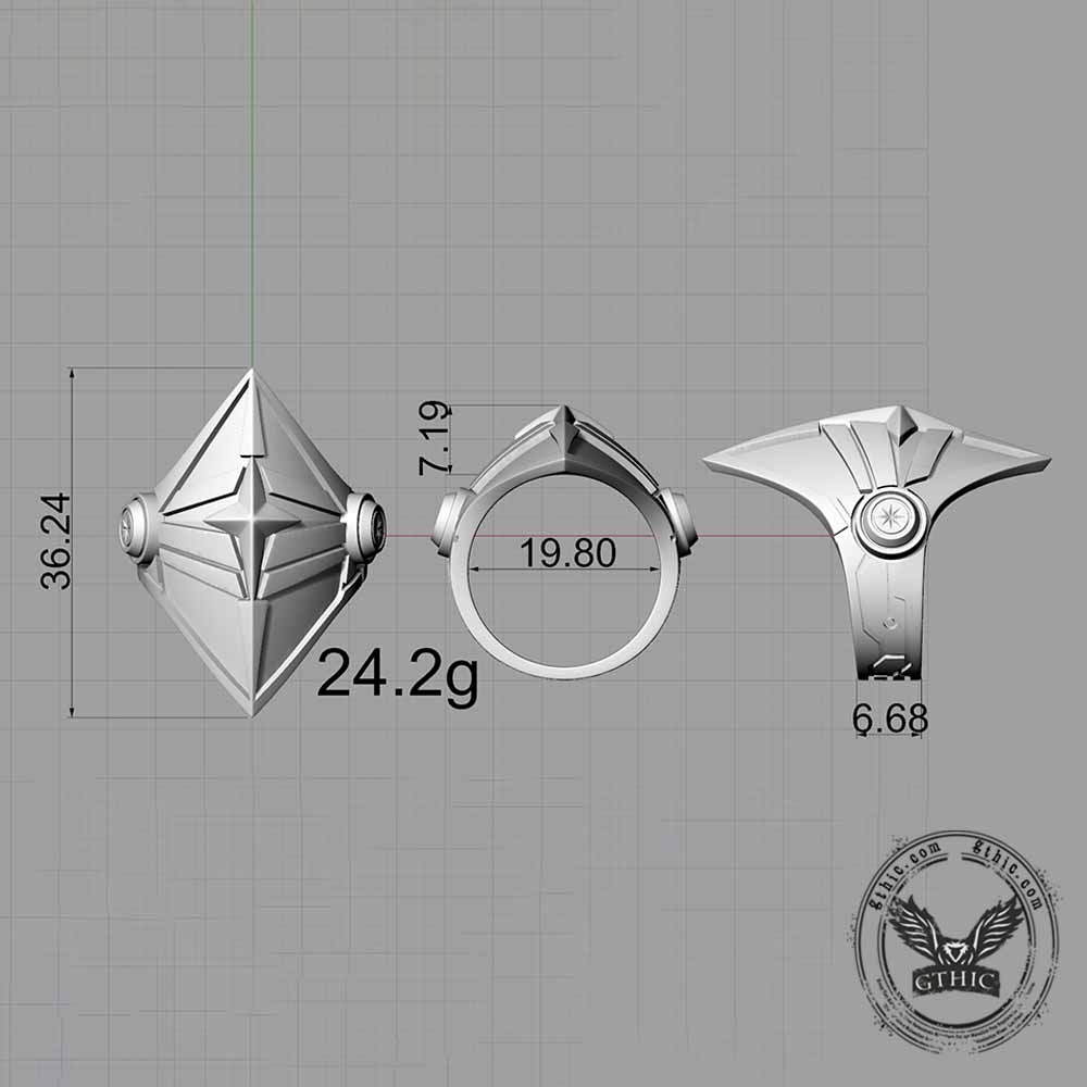 Punk Diamond-Shaped Shield Star Sterling Silver Ring