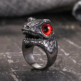 Punk Dinosaur Head Gem Eyes Stainless Steel Ring