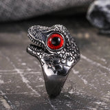 Punk Dinosaur Head Gem Eyes Stainless Steel Ring