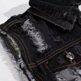 Punk Distressed Lapel Biker Denim Vest
