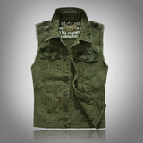 Punk Distressed Lapel Biker Denim Vest