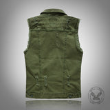 Punk Distressed Lapel Biker Denim Vest