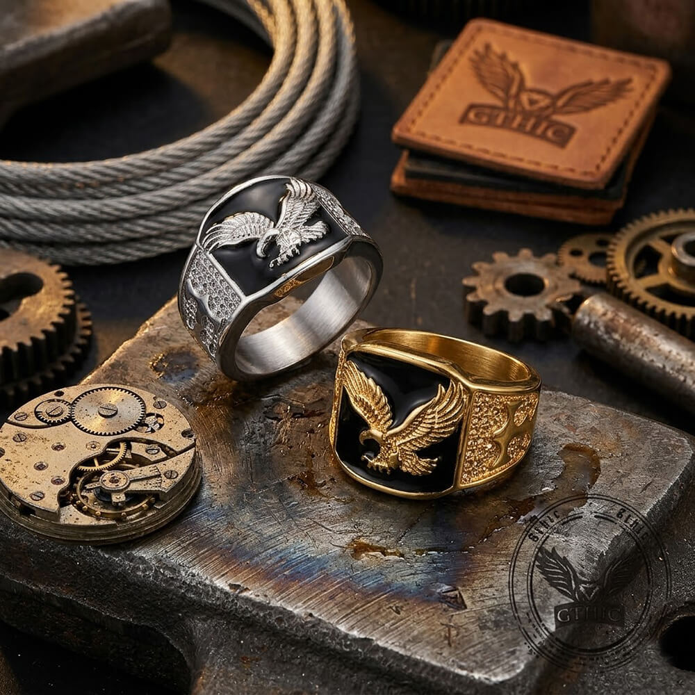 Punk Domineering Eagle Stainless Steel Ring | Gthic.com
