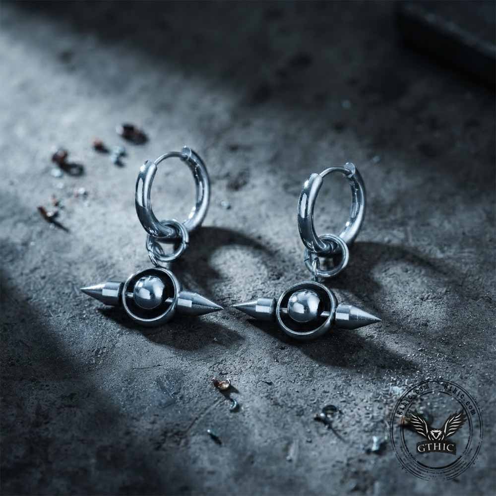 Punk Double-Pointed Spike Stainless Steel Earrings | Gthic.com