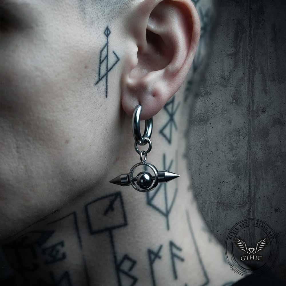 Punk Double-Pointed Spike Stainless Steel Earrings | Gthic.com