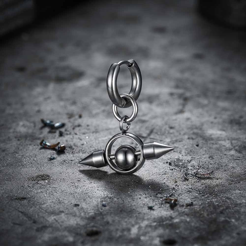 Punk Double-Pointed Spike Stainless Steel Earrings