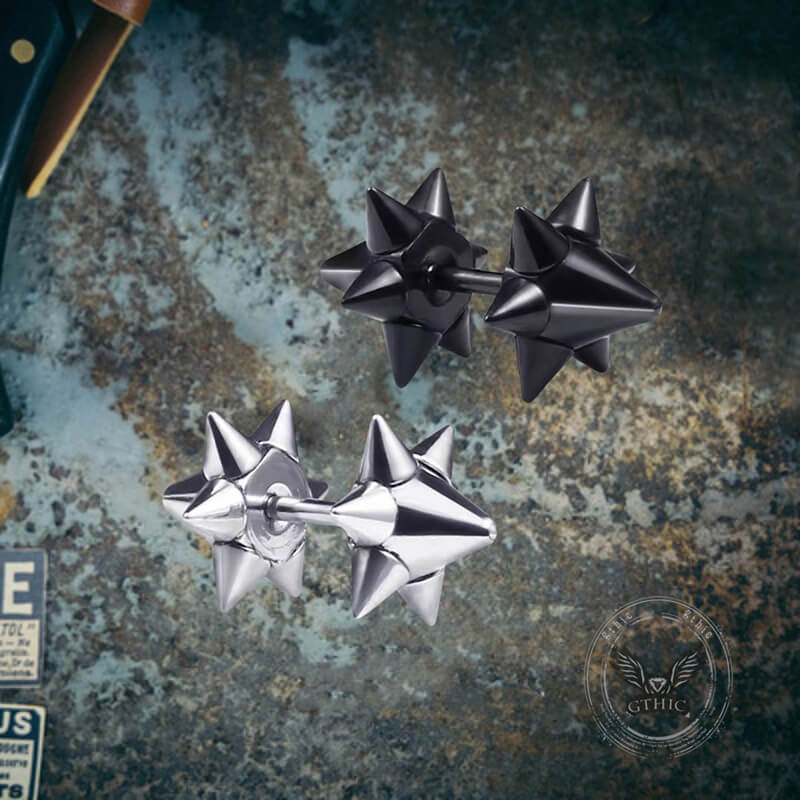 Punk Double-Sided Spiked Stainless Steel Earrings | Gthic.com