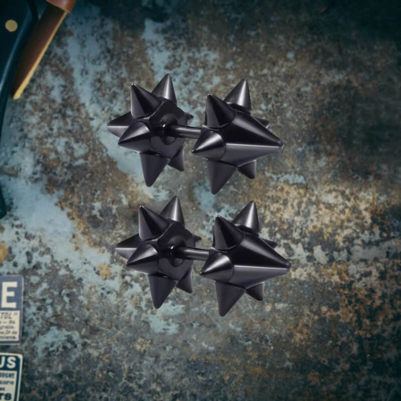 Punk Double-Sided Spiked Stainless Steel Earrings