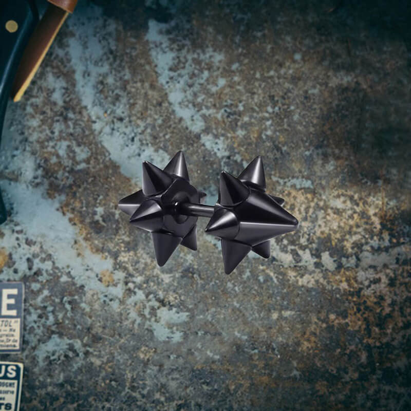 Punk Double-Sided Spiked Stainless Steel Earrings