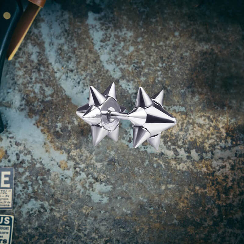 Punk Double-Sided Spiked Stainless Steel Earrings