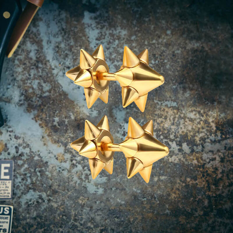 Punk Double-Sided Spiked Stainless Steel Earrings | Gthic.com