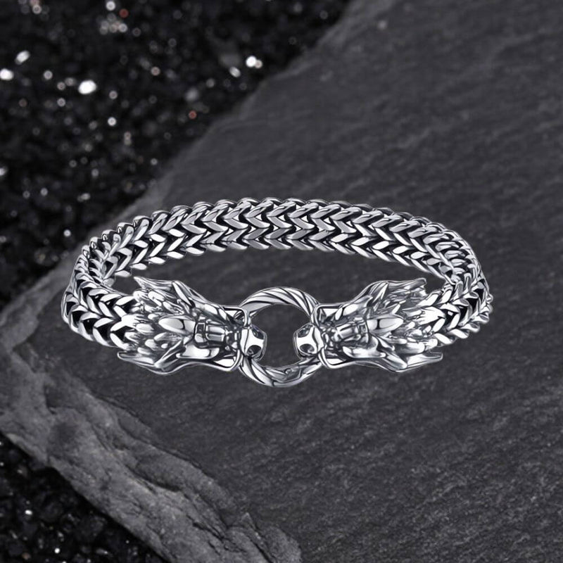 Punk Double Dragon Head Stainless Steel Animal Bracelet – GTHIC