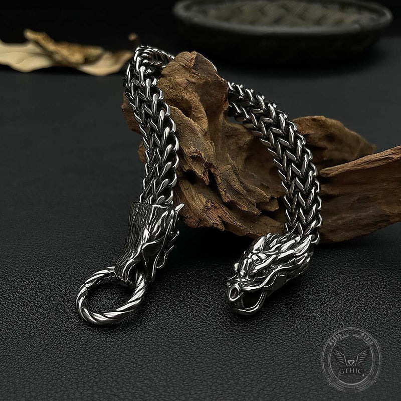 Punk Double Dragon Head Stainless Steel Animal Bracelet – GTHIC