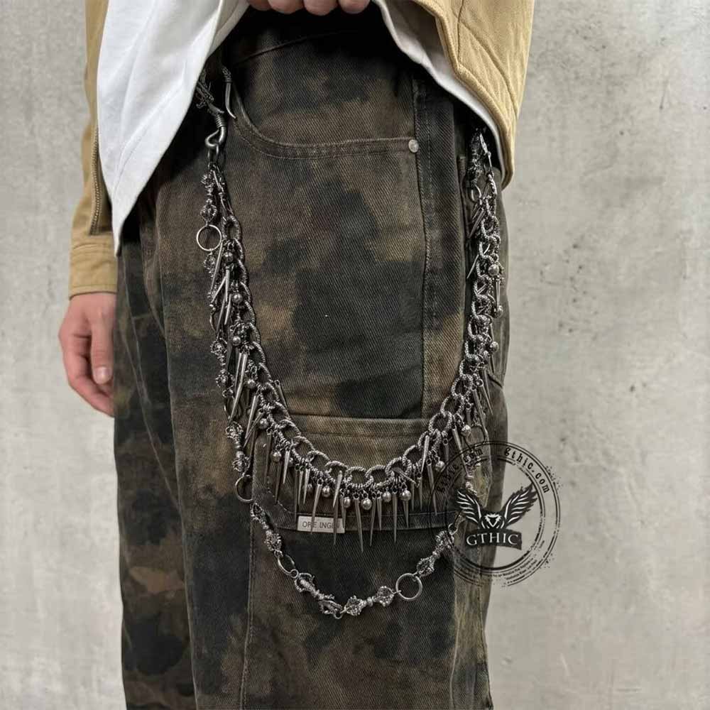 Punk Double Layer Vajra Spike Alloy Pants Chain | Gthic.com