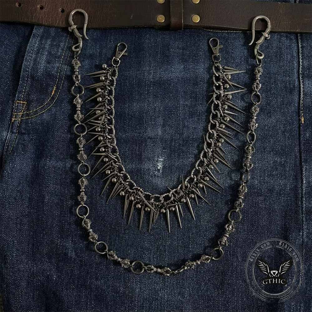 Punk Double Layer Vajra Spike Alloy Pants Chain