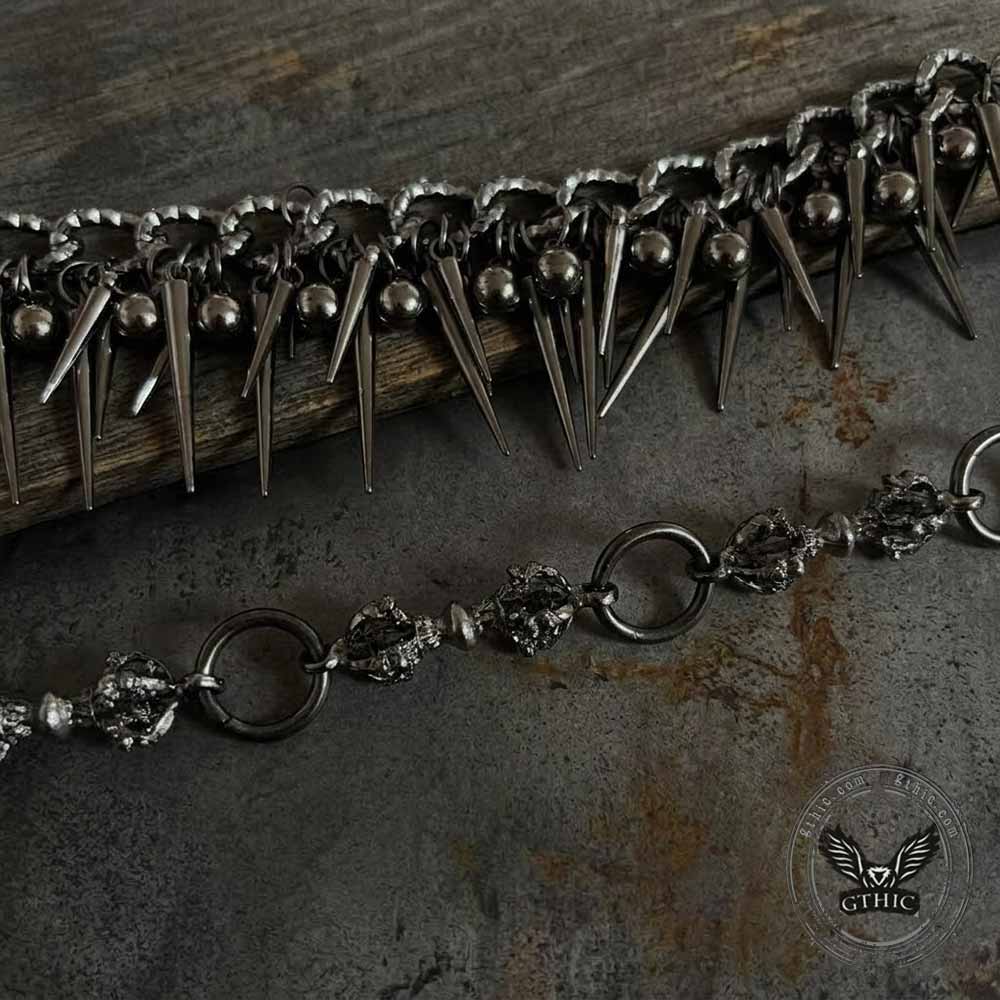 Punk Double Layer Vajra Spike Alloy Pants Chain