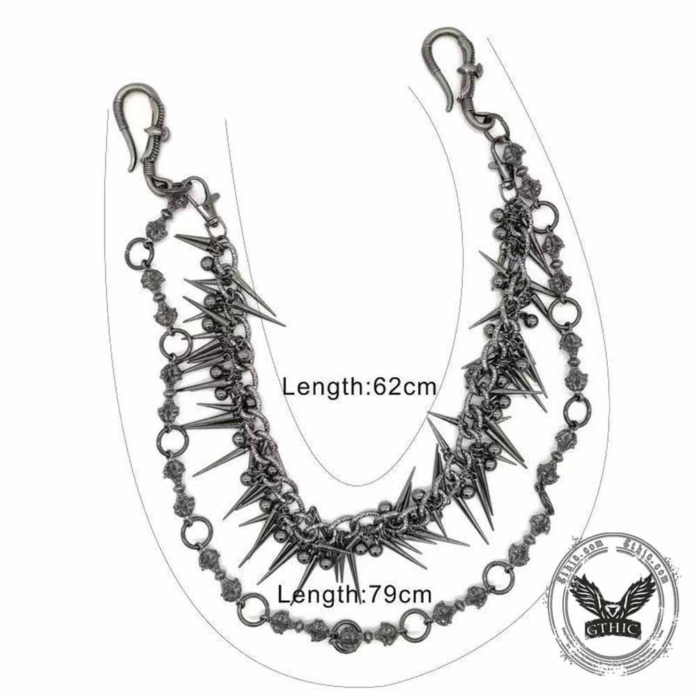 Punk Double Layer Vajra Spike Alloy Pants Chain