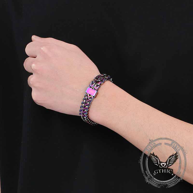 Punk Double Row Stainless Steel Magnetic Clasp Bracelet 02 | Gthic.com