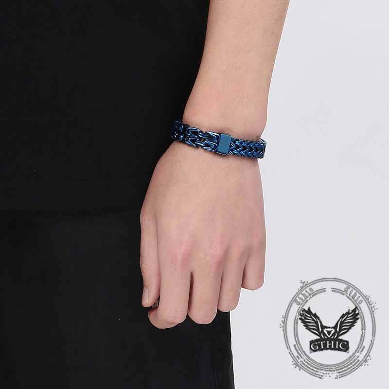 Punk Double Row Stainless Steel Magnetic Clasp Bracelet 03 | Gthic.com