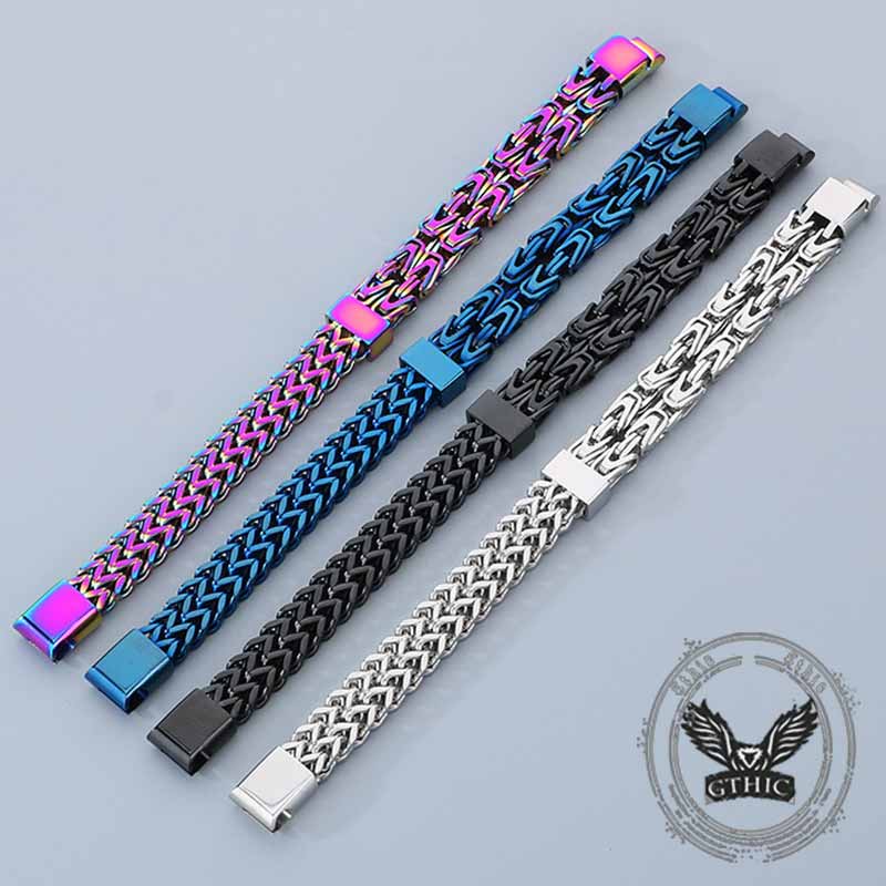 Punk Double Row Stainless Steel Magnetic Clasp Bracelet