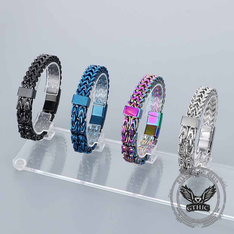Punk Double Row Stainless Steel Magnetic Clasp Bracelet