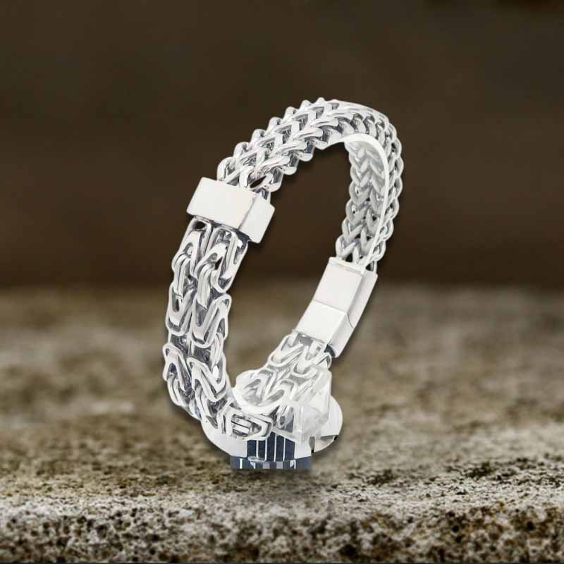 Punk Double Row Stainless Steel Magnetic Clasp Bracelet