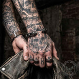 Punk Double Skull & Dragon Head Stainless Steel Bracelet | Gthic.com